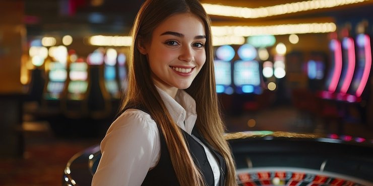 Suasana meja Bandar Poker di mahkota 78 dengan kartu dan chip